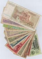 12db-os külföldi bankjegy tétel, közte Románia, Törökország, Olaszország, Jugoszlávia és Szovjetunió...