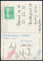 cca 1970 A külföldön turnézó Gemini együttes tagjai által aláírt és hazaküldött képeslapja Dancsó István, az Országos Szórakoztatózenei Központ igazgatójának címezve.