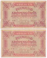 1946. 1.000.000AP (5x) fordított címer T:III,III-