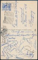 1963 A magyar labdarúgó válogatott tagjai által aláírt és hazaküldött képeslap Cardiffból a Wales elleni mérkőzésről. (többek között Mátrai, Rákosi, Sebes, Sipos, Szentmiklósi, Sándor, Mészöly és Szepesi György aláírásával )