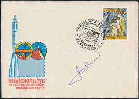 1981 Bélyegkiállítás a Szovjet-magyar közös űrrepülés emlékére FDC rajta Farkas Bertalan űrhajós aláírásával