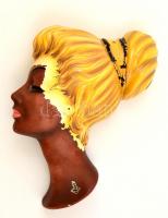 Cortendorf női fej, mázas, festett kerámia, jelzett, lepattanásokkal, m: 27 cm