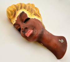 Cortendorf női fej, mázas, festett kerámia, jelzett, lepattanásokkal, m: 27 cm