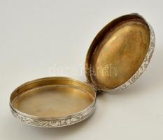 Ezüst(Ag) árvácskás doboz, jelzett, d: 5 cm, nettó: 17,8 g