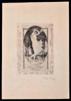 Alfred Soder (1880-1957): Erotikus ex libris Reich Péter Cornel. Rézkarc, papír, jelzett, 11,5×8,5 c...