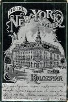 Kolozsvár, Cluj; New York szálloda / hotel, silver metallic postcard, Art Nouveau (EB)