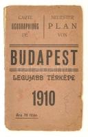 1910 Budapest székesfőváros legújabb térképe, utcajegyzékkel, szakadással,  46x47 cm