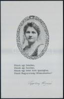 1925 Papp-Váry Elemérné Sziklay Szeréna (1881-1923): A magyar Hiszekegy szerzője képével ellátott fém kártya az ima szövegével szép állapotban 10x14 cm