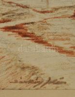 Sárkány Jolán (1907-1985): Ház az erdőnél. Vegyes technika, papír, jelzett, üvegezett keretben, 23×3...