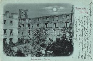 1899 Pozsony, Pressburg, Bratislava; várrom, este / Schlossruine / castle ruins, night