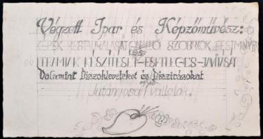 1934 A Jubilehe II. Országos bélyegkiállítás számozott meghívója. Hátoldalán rajzzal