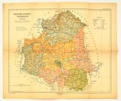 1915 Szolnok-Doboka vármegye térképe, Magyar Földrajzi Intézet Rt., 36x42 cm