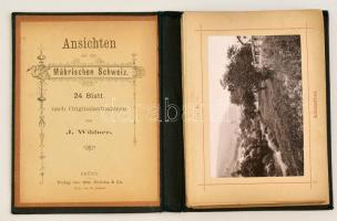cca 1890 Ansichten den Mährischen Schweiz 24 képet tartalmazó leporelló egészvászon kötésben / Leporello with 24 photos in full linen binding. 11x13 cm