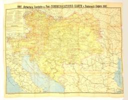 1897 Artaria's eisenbahn- und Post-Communications-Karte von Österreich-Ungarn, Verlag von Artar...