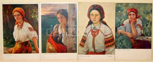 Népviseletek, 4db képeslap tábori postával