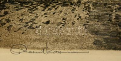 Robert Kasimir (1914-2002): Szent Mihály kapu, Bécs. Színezett rézkarc, papír, jelzett, üvegezett fa...