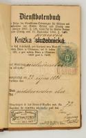 1885 Munkakönyv/Dienstbotenbuch hentes segéd részére, Olomouc (Csehország), 15 kr. illetékbélyeggel,...