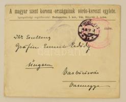 1917 Vöröskeresztes boríték Gróf Széchenyi Jánostól saját kézzel megcímezve. gr. Erdődy Emminek