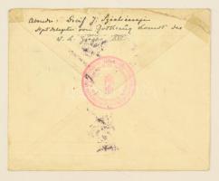 1917 Vöröskeresztes boríték Gróf Széchenyi Jánostól saját kézzel megcímezve. gr. Erdődy Emminek