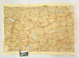 cca 1930 Innsburck és környékének autós térképe, kiadja Freytag&Berndt, Wien, szakadással, 76x112 cm