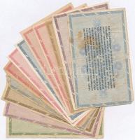 1946. 12db-os vegyes magyar adópengő bankjegy tétel, közte fordított címeres is T:II,III,III-