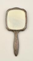 Ezüst (Ag.) díszes kézi tükör és ruhakefe, jelzett, jó állapotban, h:16 és 26 cm, bruttó: 69 g és 37...