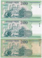 1998. 200Ft (3x) "FA,FF" T:I-,II,III