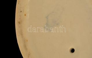 2 db Zsolnay figura: kisfiú labdával; korsós kislány, kézzel festettek, jelzettek, kis kopásokkal, m...