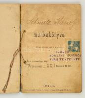 1914-1950 Munkakönyv hentes segéd részére, 20f. illetékbélyeggel, viseltes állapotban./ 1914-1950 Workers Book for butcher assistant, with stamp, in poor condition.