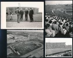 cca 1963 Budapest, Országos Sportnapok a Népstadionban, futballmeccs, stb., 4 db fotó, közte feliratozott sajtófotó, 6x9 és 9x14 cm közötti méretekben