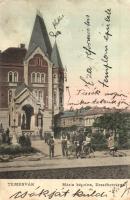 Temesvár, Timisoara; Erzsébetváros, Mária kápolna, kerékpáros férfi / chapel, man with bicycle  (EK)