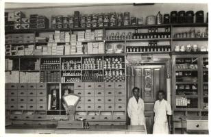 1941 Dés, Dej; Hangya Típusbolt, belső eladókkal / cooperative shop interior, workers. Schwarz photo
