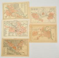 cca 1900 Nagyvárad, Kolozsvár, Brassó, Arad, Temesvár térképei 25x17 cm Egyiken szakadások. / Maps of