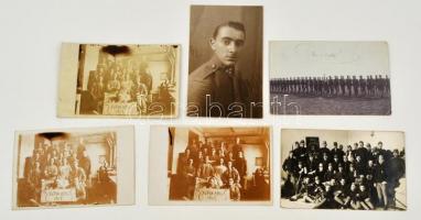 cca 1917 6 db I. világháborús fotó, benne csoportképek is. Fotólapok.