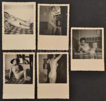 cca 1930 5 db finoman erotikus fotó, 8,5x6 cm
