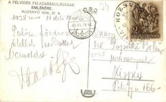 1938 Rozsnyó, Roznava; bevonulás, háttérben a Tátra Bank és parfüméria / entry of the Hungarian troo...