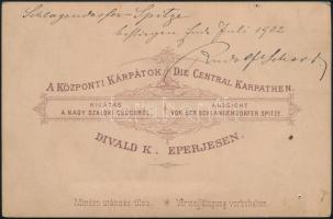 1902 Tátra, Nagyszalóki-csúcs, Divald Károly eperjesi műterméből, kartonra kasírozva, hátoldalán fel...