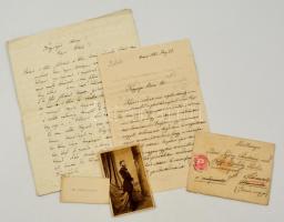 cca 1841-1885 A Nyáry család tagjainak írt levelek, fotó és báró Nyáry László névjegykártyája, 5 db