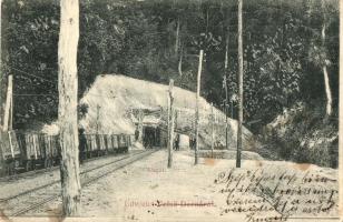 1909 Felsőderna, Derna; bánya alagút csillékkel, iparvasút / mine tunnel with minecarts, industrial railway (Rb)