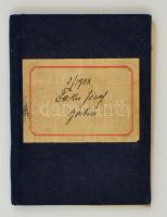 1908-1938 Barbacs, Szolgálati cselédkönyv gazdasági cseléd részére, 30f. okmánybélyeggel, vászon-kötésben, kissé laza fűzéssel.