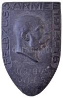 Osztrák-Magyar Monarchia 1915. 4. Hadsereg hadjárata 1914-15 Zn sapkajelvény hátoldalon GURSCHNER WIEN gyártói jelzéssel (38,5x25mm) T:2,2- cserélt tű / Austro-Hungarian Monarchy 1915. Feldzug 4. Armee 1914-15 - Viribus Unitis (Expedition of the 4th Army) Zn cap badge with makers mark GURSCHNER WIEN on the back (38,5x25mm) C:XF,VF replaced needle