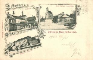 Nagymihály, Michalovce; Sörfőzde, Gróf Sztáray mauzóleum, Fő tér, Landesman B. üzlete és saját kiadása / brewery, mausoleum, main square with shop. Floral