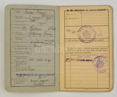 1940 Enese, Igazolványi lap tartalékos gyalogsági katona részére, M. Kir. Magyaróvári 15. Honvéd Kie...