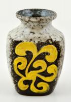 Dekoratív német mázas kerámia váza, jelzett, apró kopásokkal, m: 18 cm