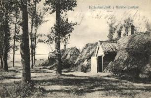 Balaton, halászkunyhók a parton, Divald Károly 1055. (EK)
