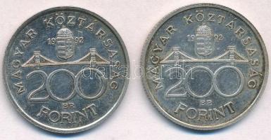 1992. 200Ft Ag "MNB" (2x) T:2 kis patina
Adamo F13