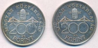 1992. 200Ft Ag "MNB" (2x) T:2 kis patina
Adamo F13
