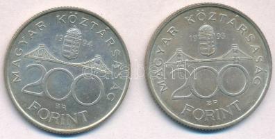 1993-1994. 200Ft Ag "Deák" (2x) T:2 
Adamo F13,F13.1