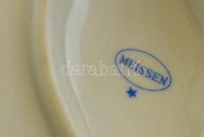 Meissen leveses tál, szószos tál, plakett,  összesen: 3 db, matricás, jelzett, kopott, 27×15 cm, 14×...