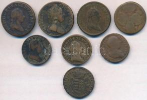 Vegyes: 8db-os, nagyrészt rossz állapotú rézpénz tétel az 1760-1782 közötti időszakból, közte osztrá...